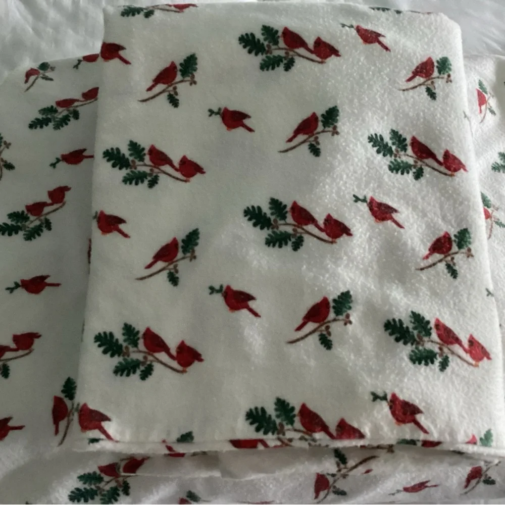 Martha Stewart Flannel Full Winter Cardinal Fitted Sheet ONLY